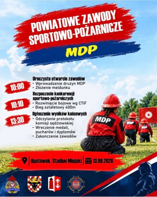 Zdjęcie do aktualności: Powiatowe Zawody Sportowo-Pożarnicze Młodzieżowych Drużyn Pożarniczych (MDP) wiecej